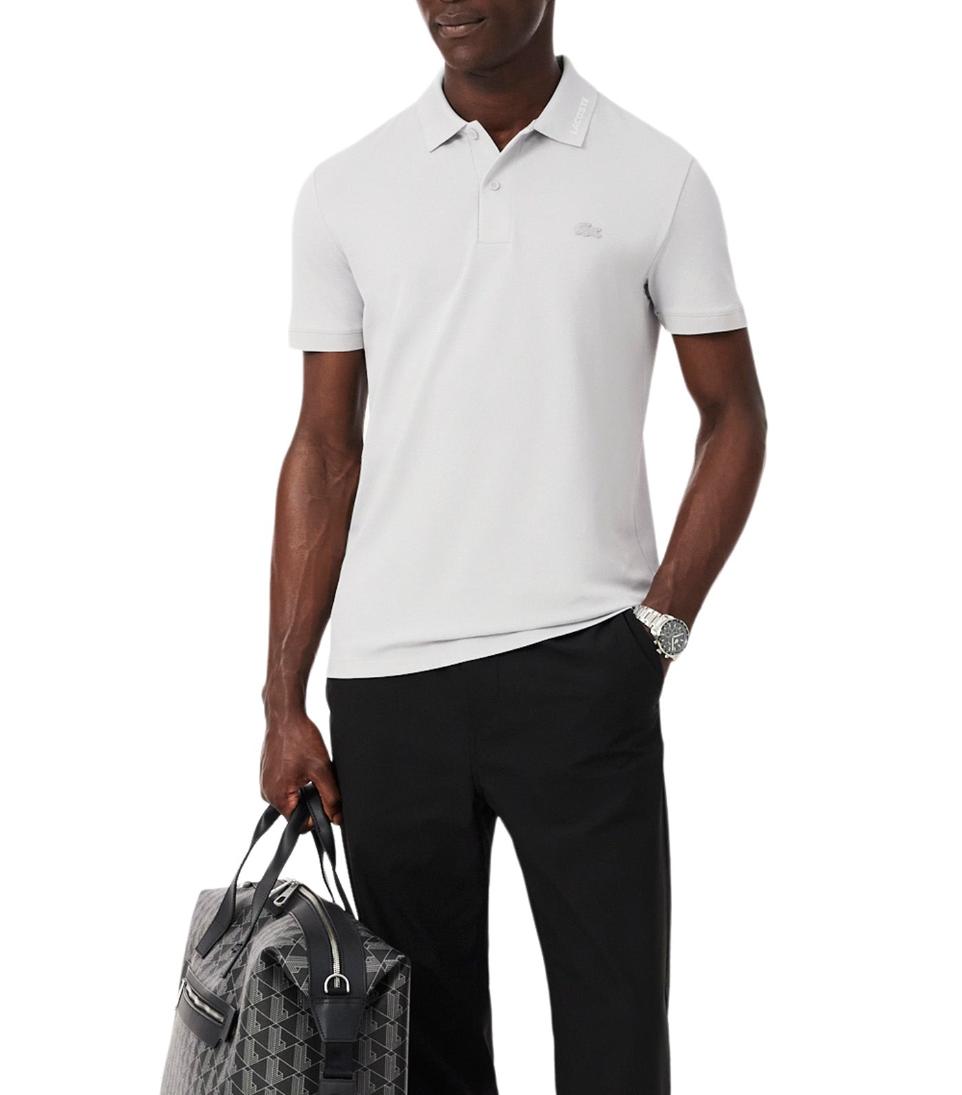 Slim Fit Jacquard Branded Piqué Polo Shirt