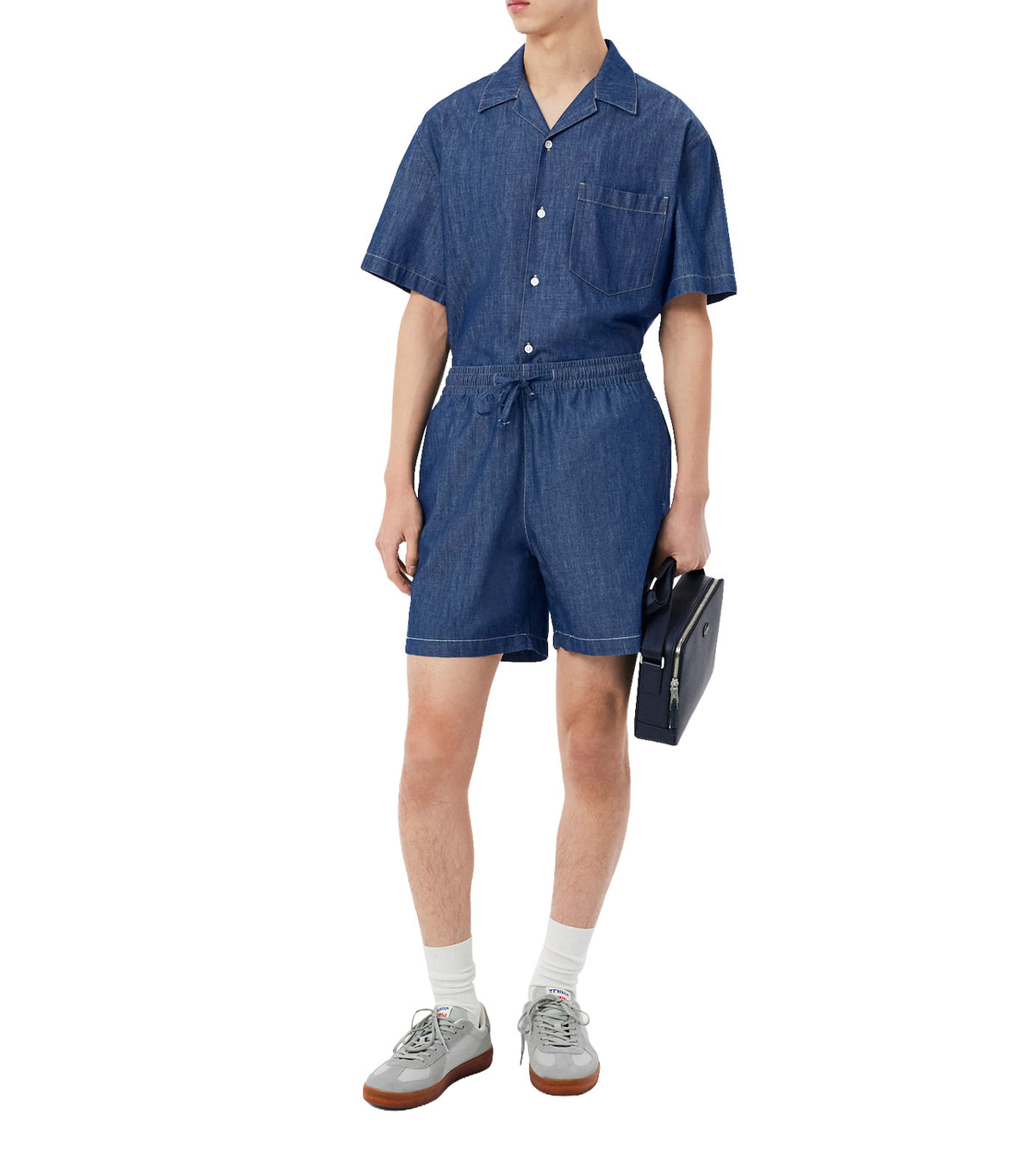 Relaxed Fit Denim Shorts Dark Wash Blue