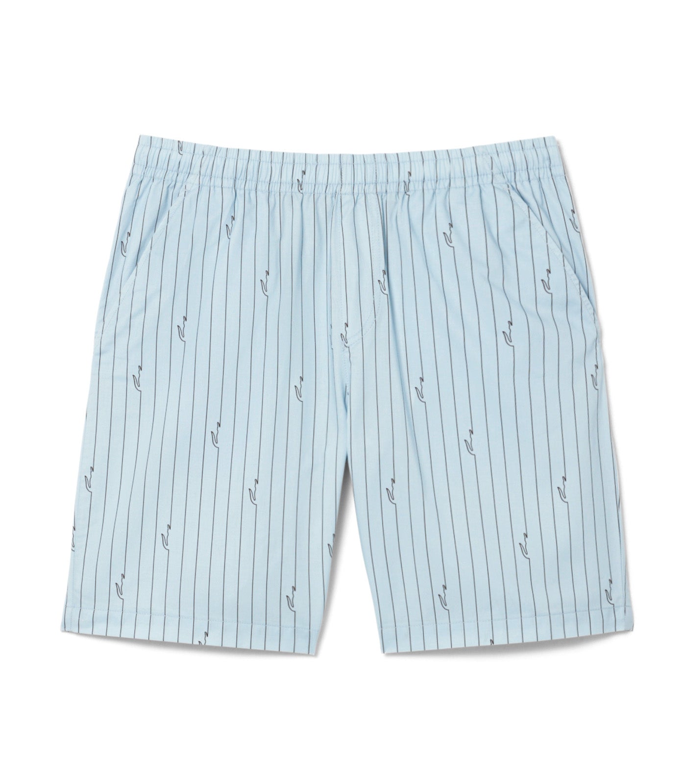 Lacoste Crocodile Print Stripe Cotton Shorts Chambray/Buffalo