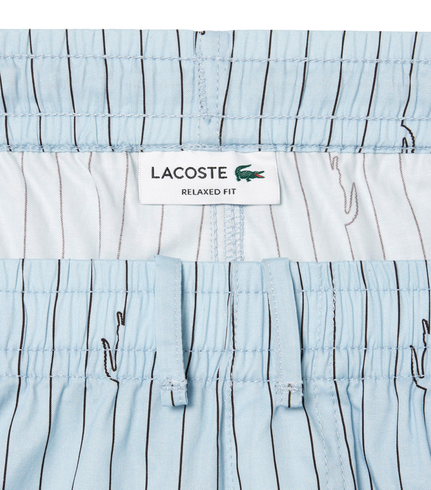Lacoste Crocodile Print Stripe Cotton Shorts Chambray/Buffalo