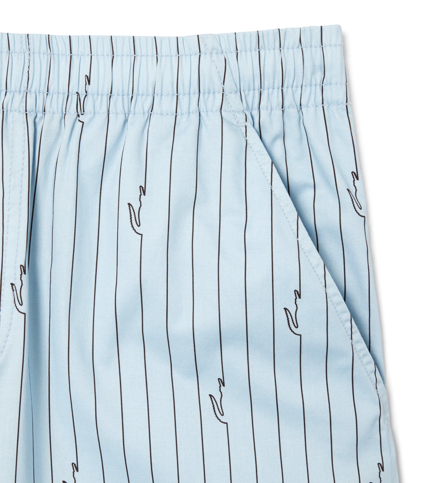 Lacoste Crocodile Print Stripe Cotton Shorts Chambray/Buffalo