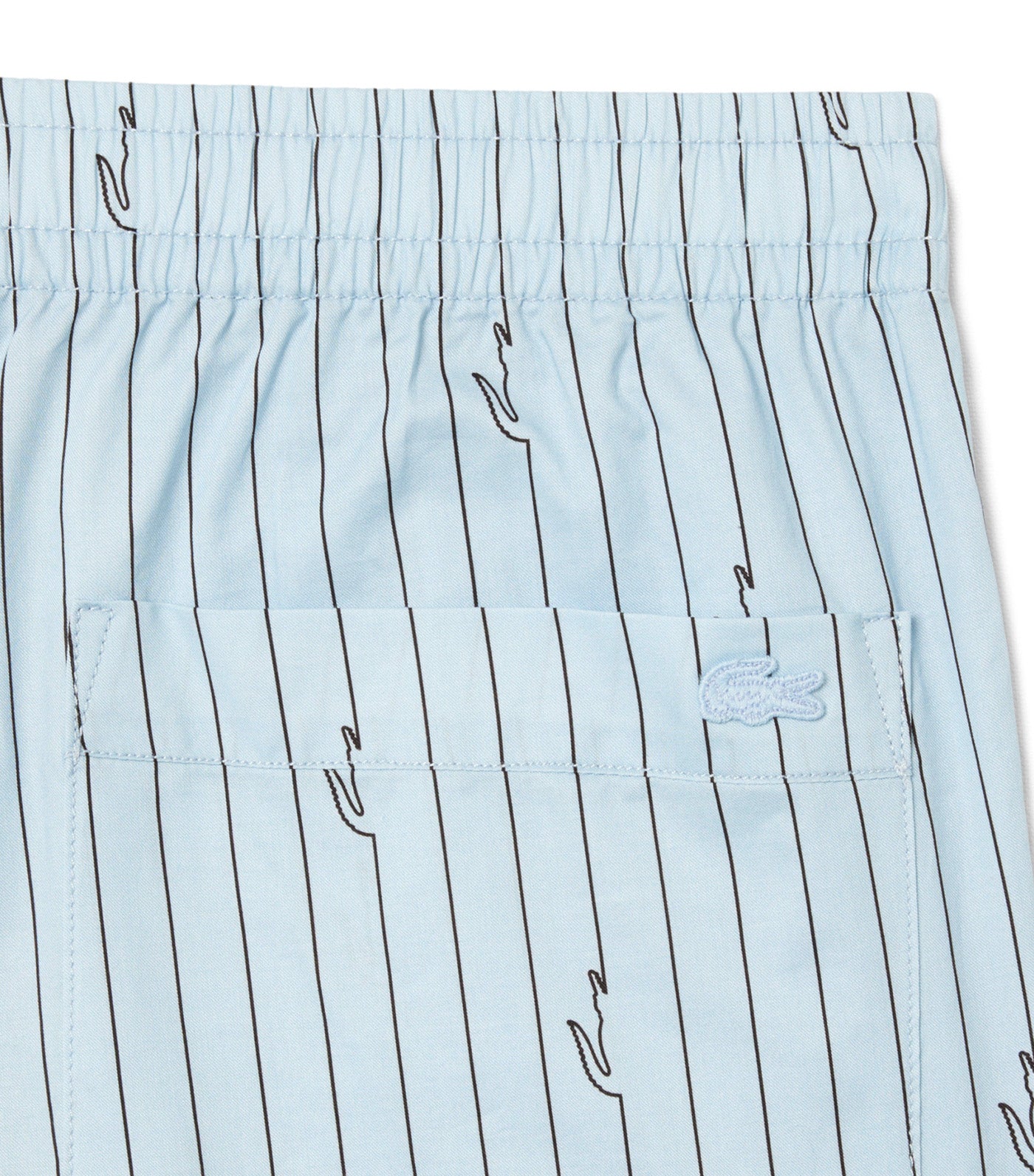 Lacoste Crocodile Print Stripe Cotton Shorts Chambray/Buffalo