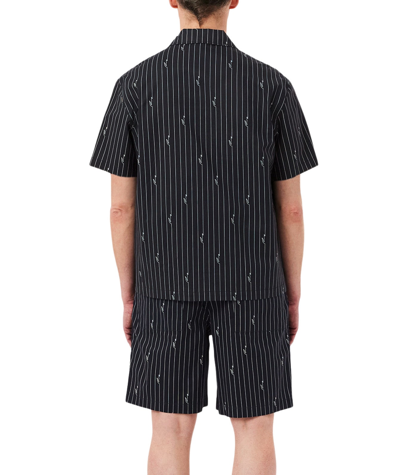 Lacoste Crocodile Print Stripe Cotton Shorts Blackbird/White