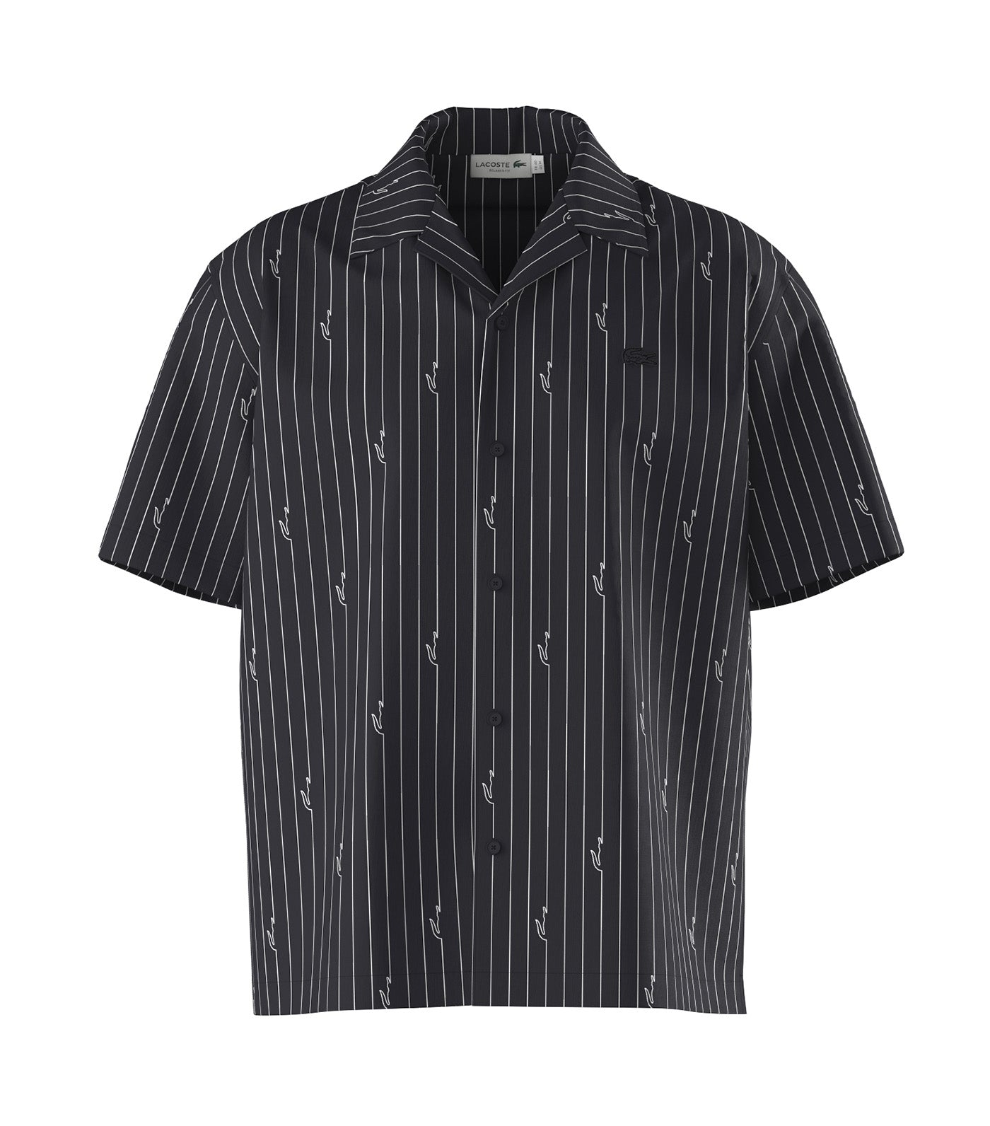 Lacoste Relaxed Fit Print Twill Shirt Blackbird/White