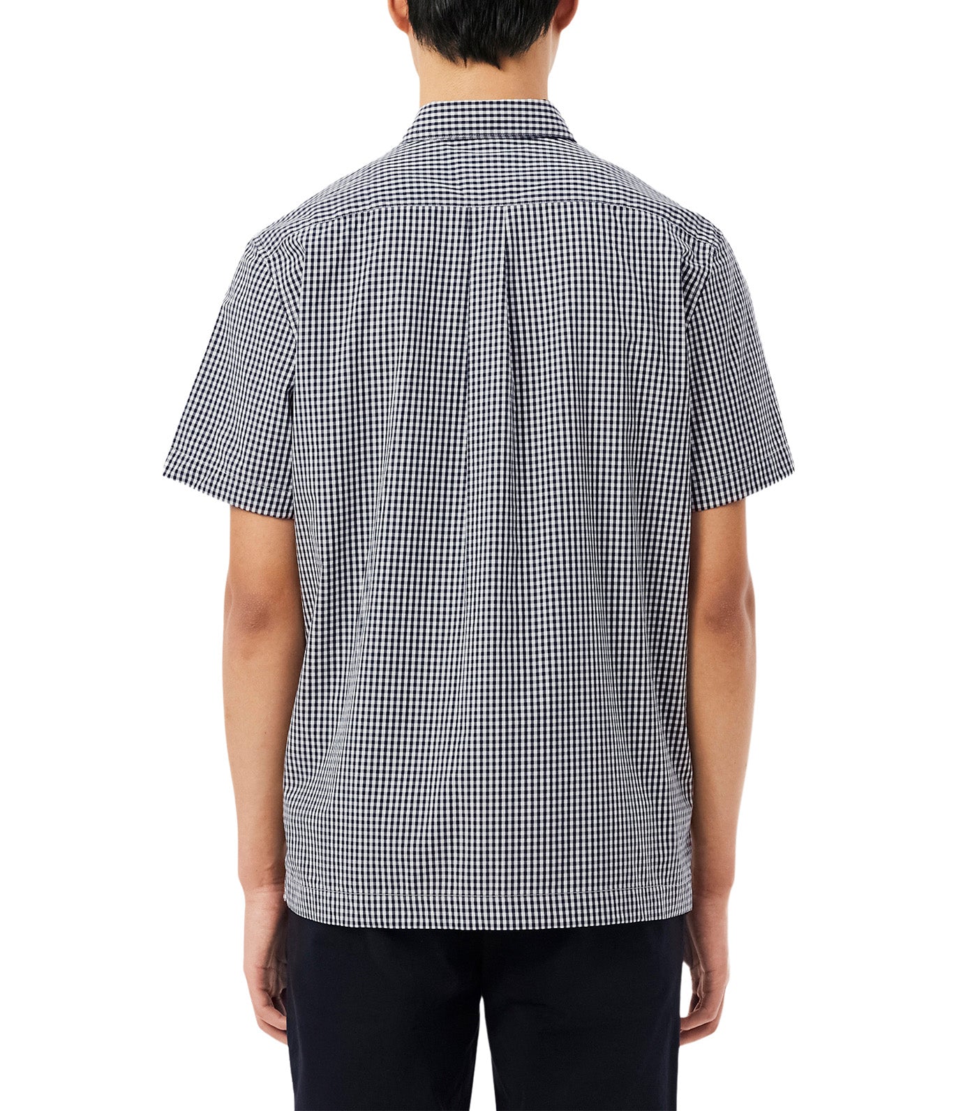 Regular Fit Short Sleeved Plaid Shirt White/Navy Blue