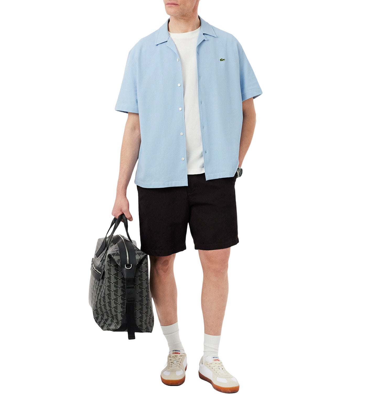Relaxed Fit Short Sleeved Piqué Shirt Chambray