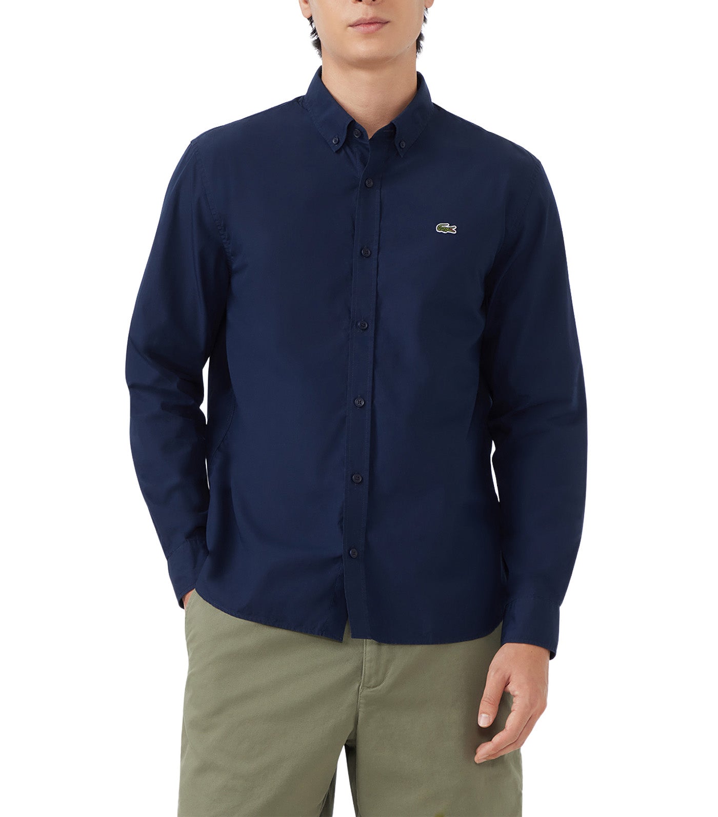 Regular Fit Stretch Poplin Shirt Navy Blue
