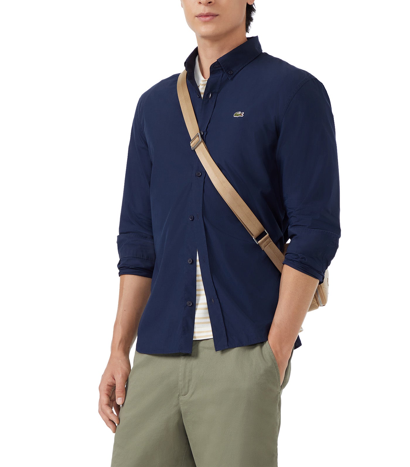 Regular Fit Stretch Poplin Shirt Navy Blue