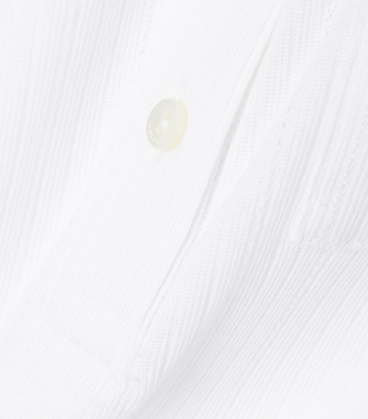 Slim Fit French Made Ribbed Polo Shirt White/Navy Blue