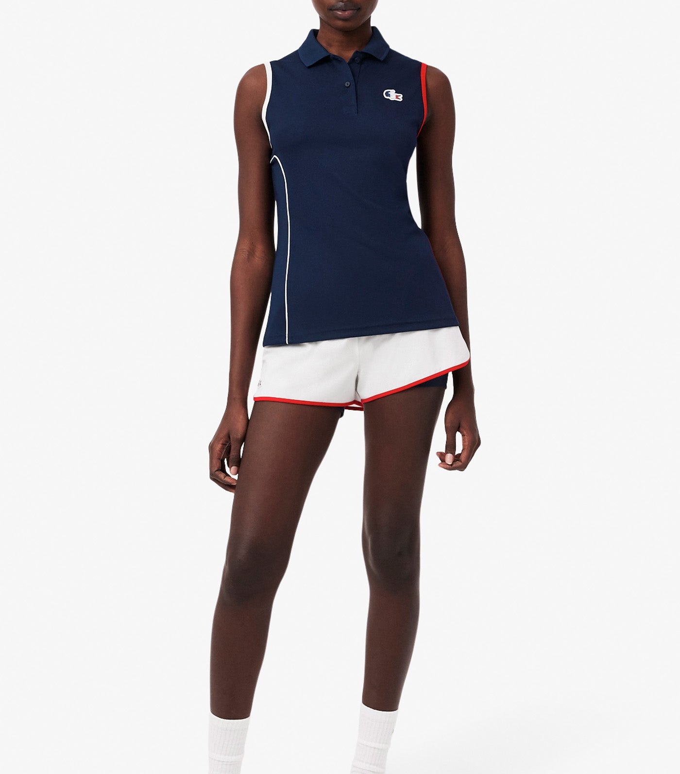 French Tennis Team Polo Shirt Sleeveless Navy Blue