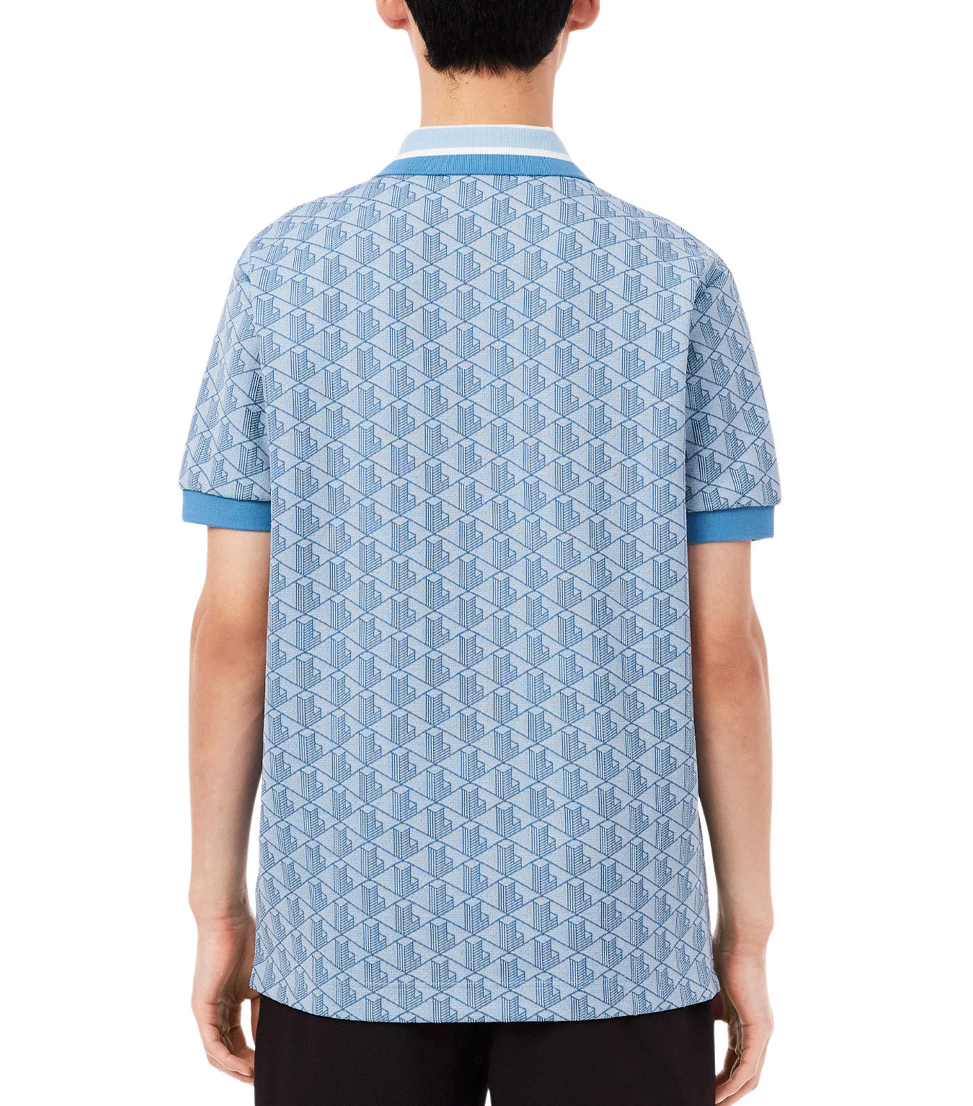 Lacoste Classic Fit Contrast Collar Monogram Motif Polo Shirt Pheonix Blue/Abyss Blue