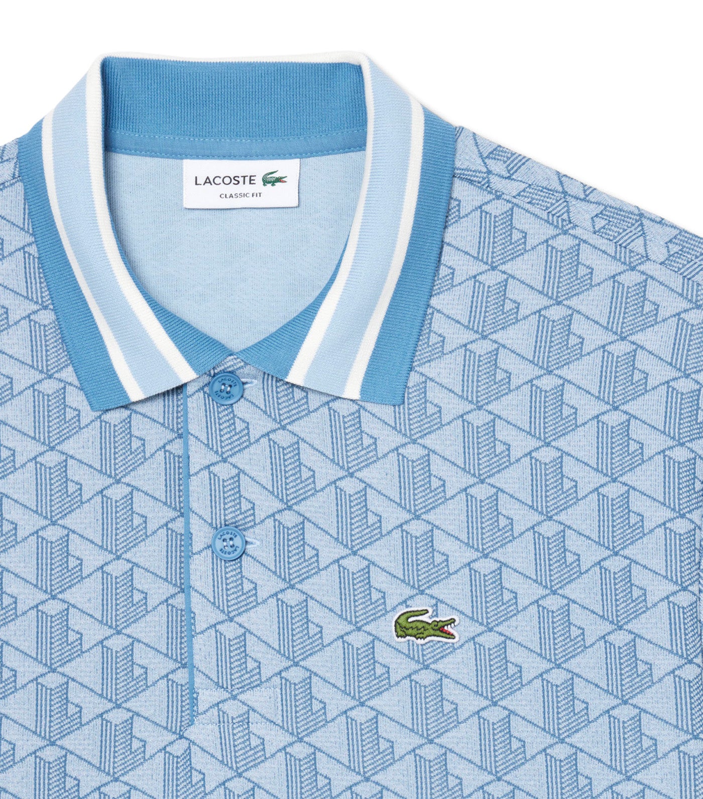 Lacoste Classic Fit Contrast Collar Monogram Motif Polo Shirt Pheonix Blue/Abyss Blue