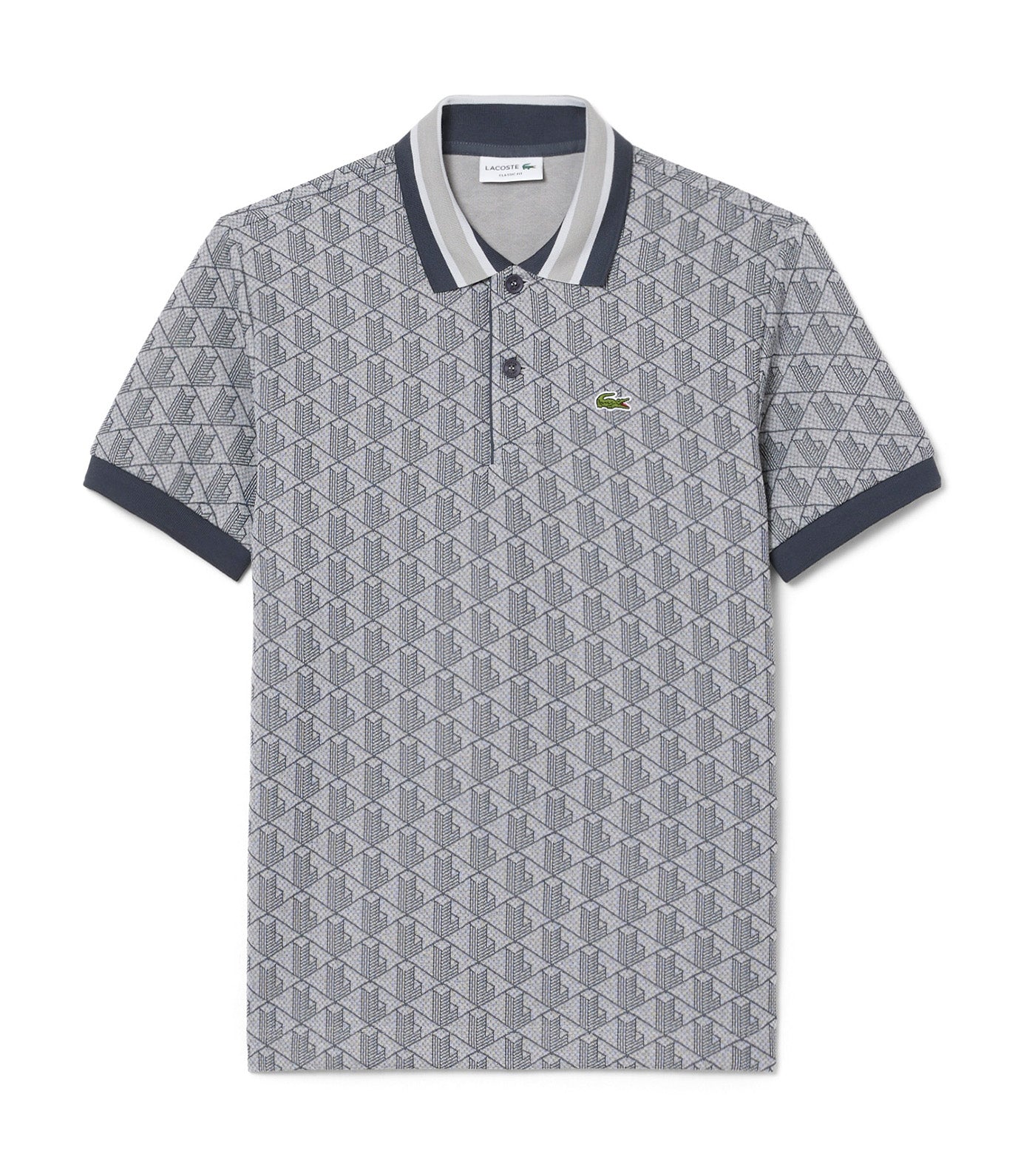 Lacoste Classic Fit Contrast Collar Monogram Motif Polo Shirt Calluna/Graphite