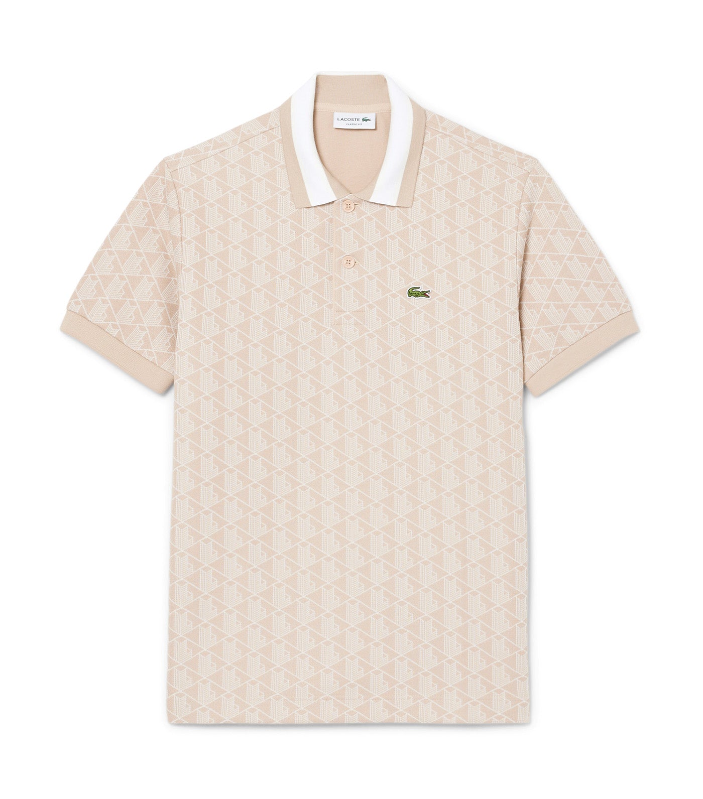 Lacoste Classic Fit Contrast Collar Monogram Motif Polo Shirt Lionne/Flour