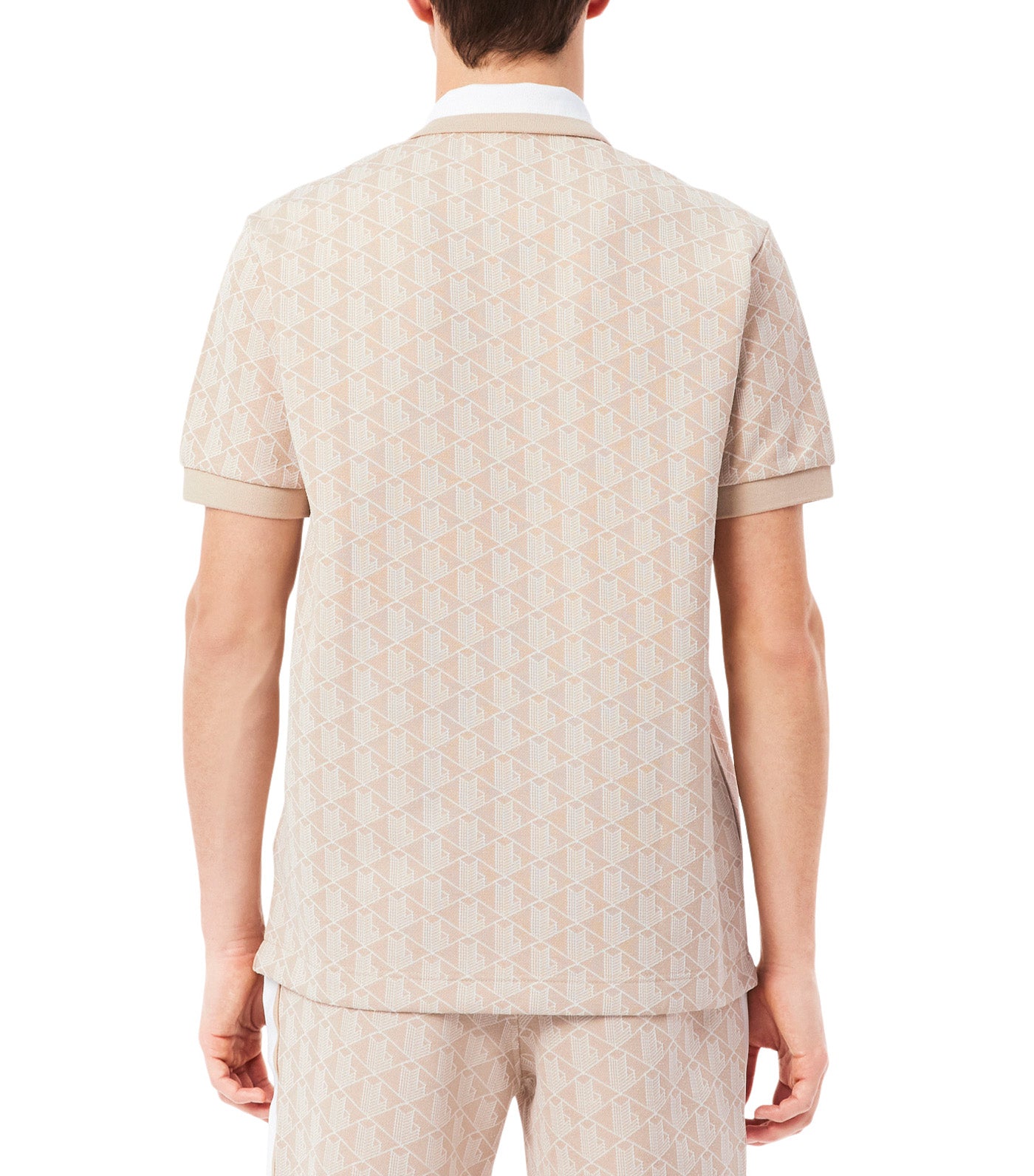 Lacoste Classic Fit Contrast Collar Monogram Motif Polo Shirt Lionne/Flour