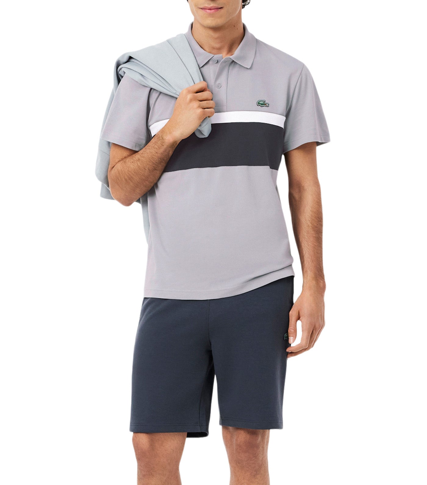 Regular Fit Cotton Colorblock Polo Shirt Elephant Grey/Graphite/White