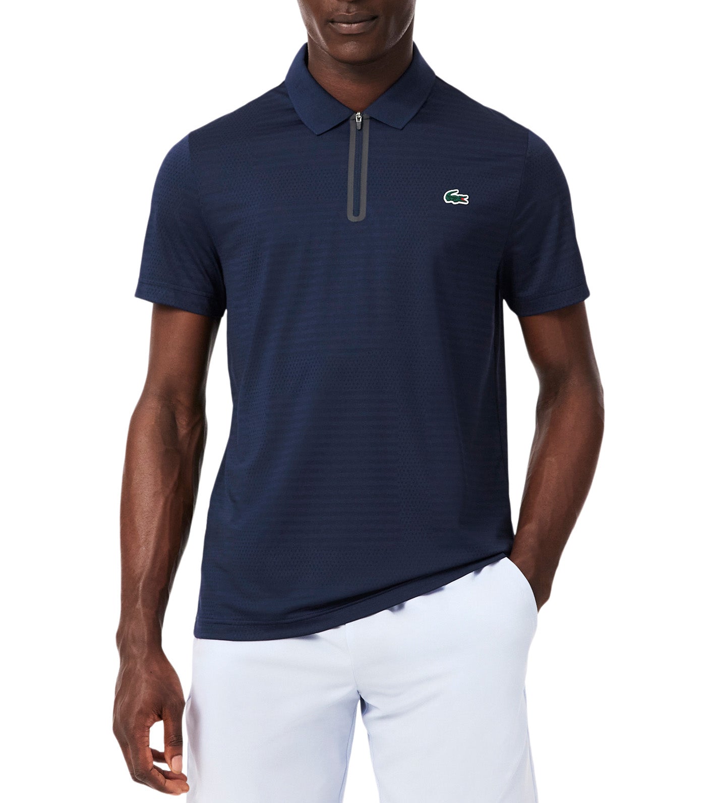 Ultra Dry Stretch Jacquard Tennis Polo Shirt Navy Blue