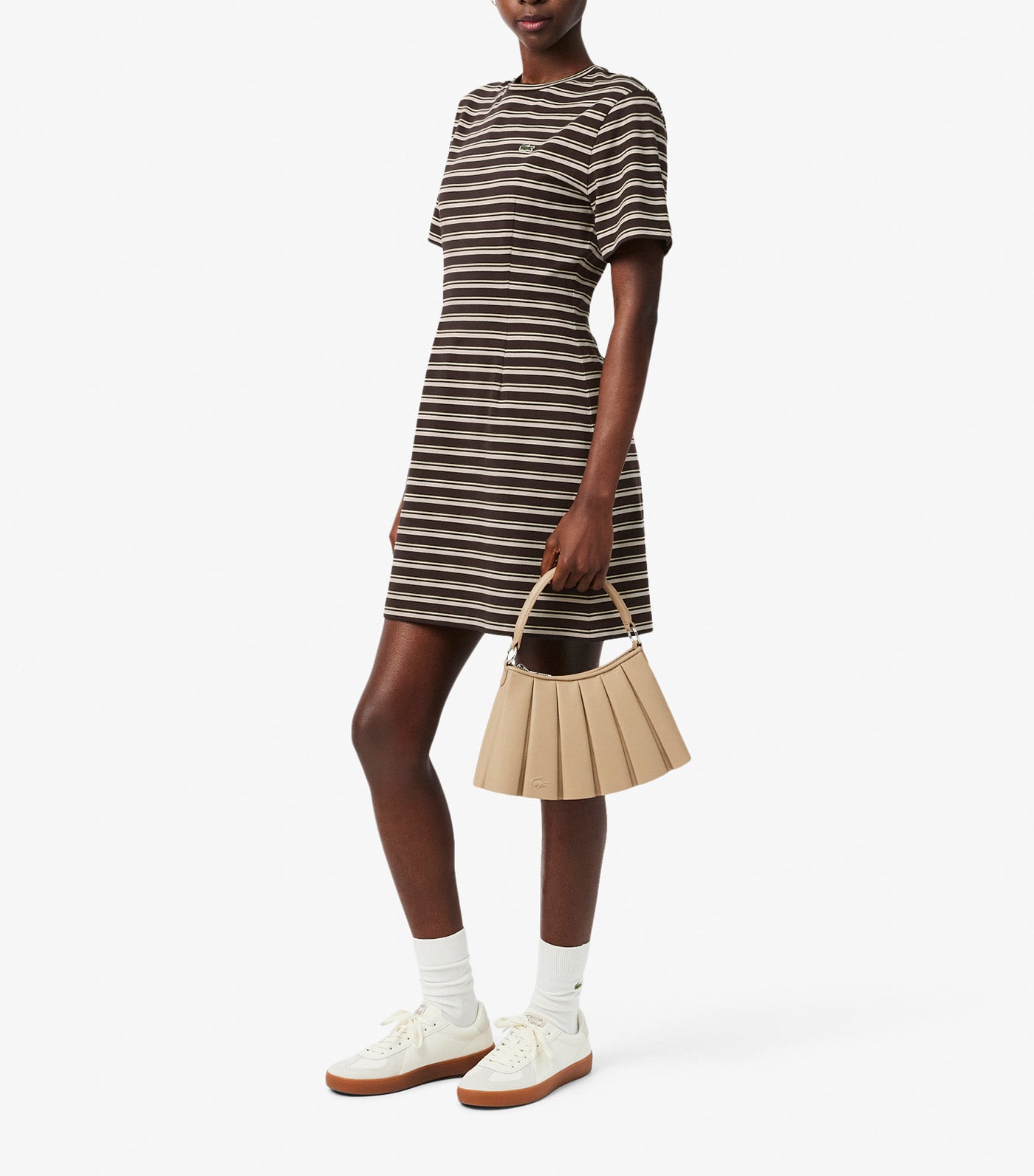 Striped Cotton T-shirt Dress Buffalo/Lionne-Yellow