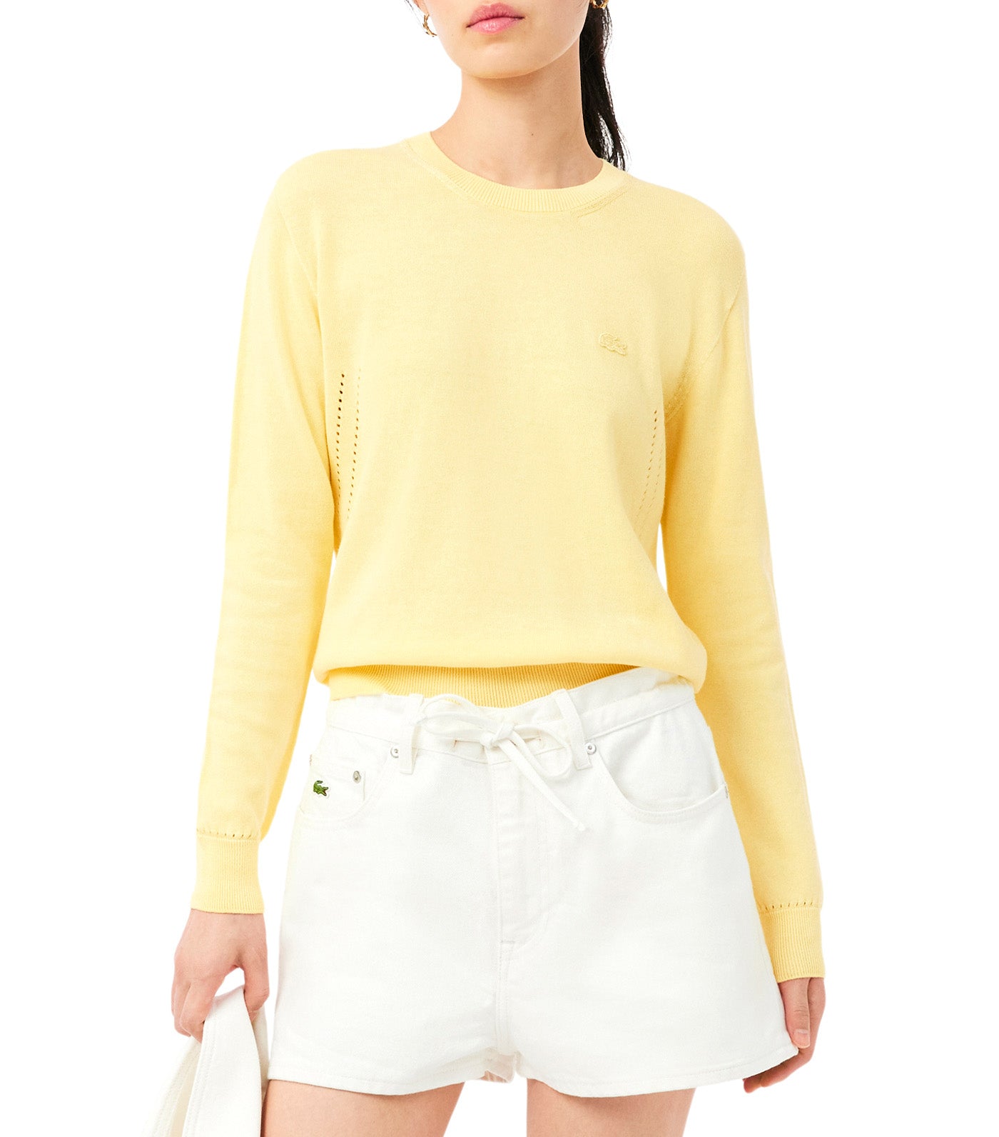 3D Knit Crew Neck Sweater Yellow