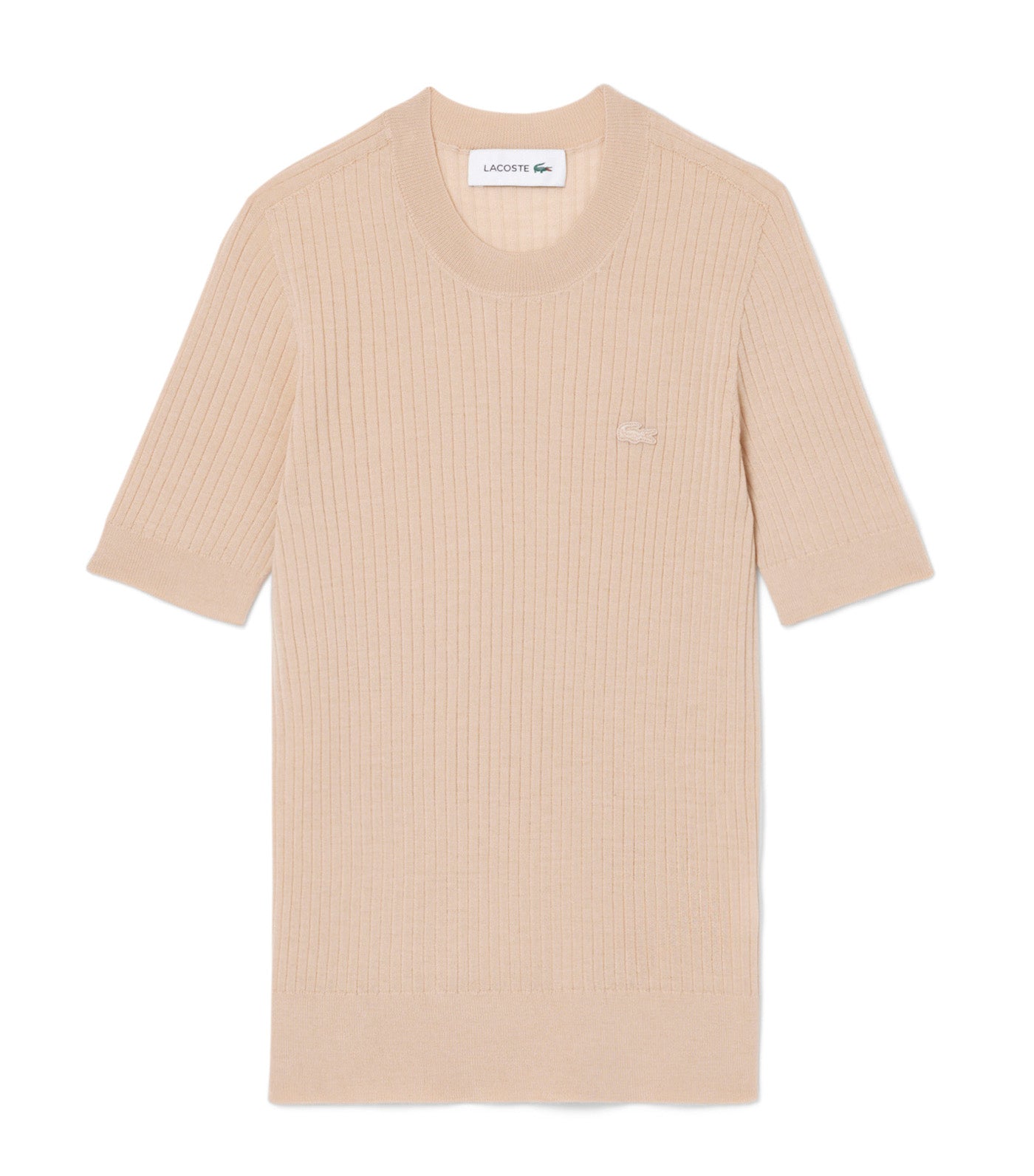 Short Sleeved Merino Wool Rib Knit Sweater