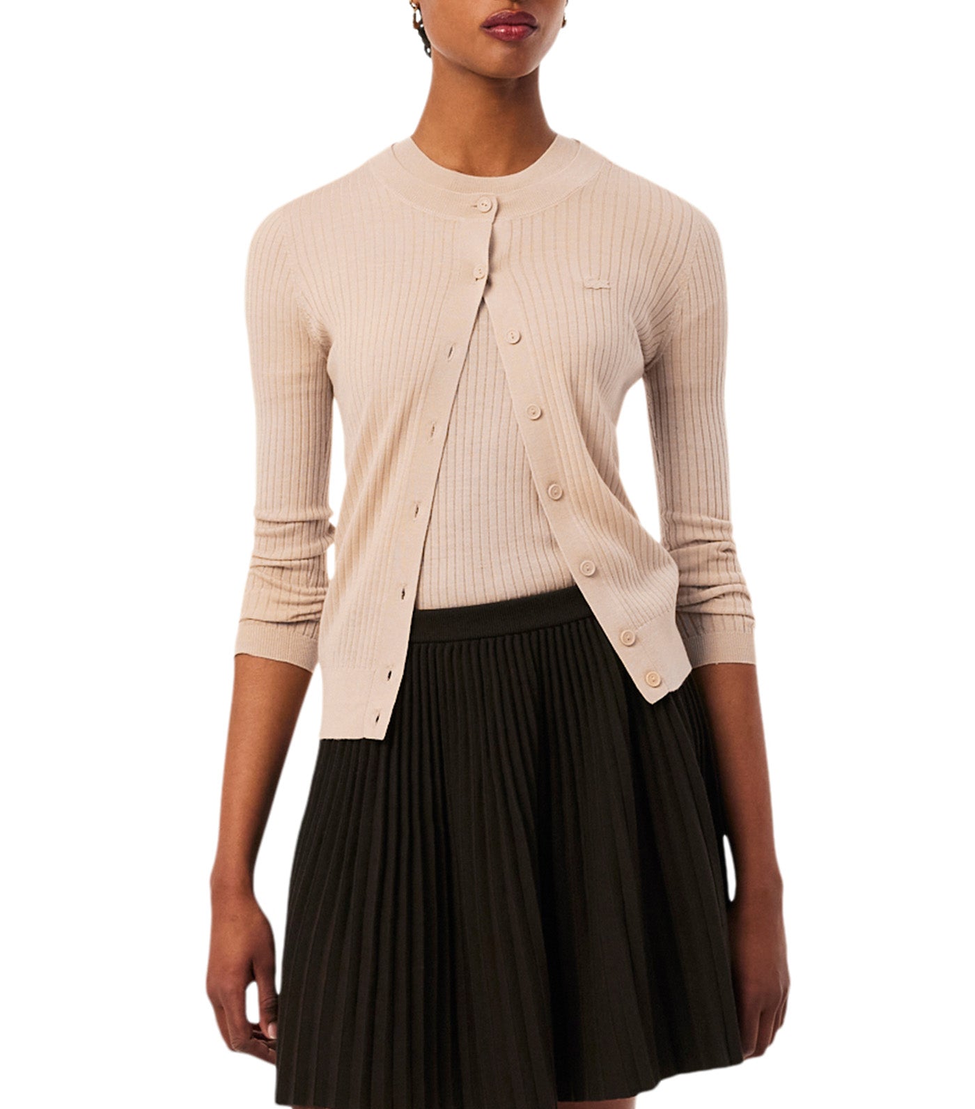 Short Sleeved Merino Wool Rib Knit Sweater