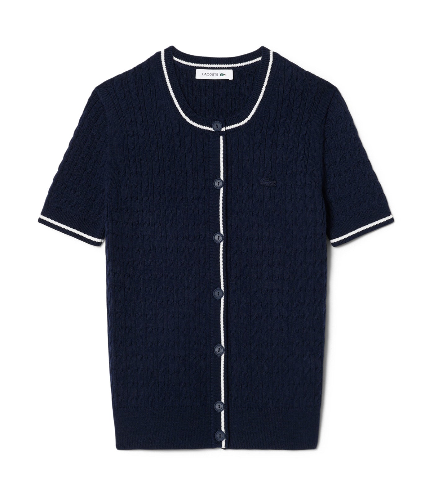 Short Sleeved Cable Knit Cardigan