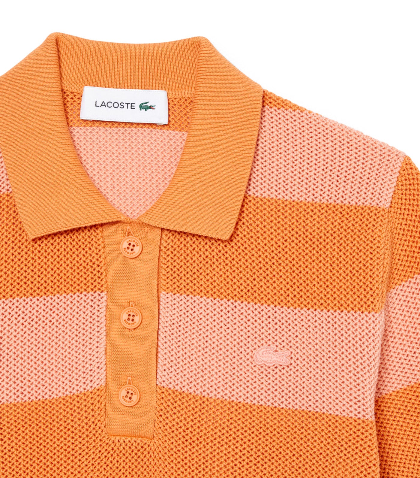 Striped Mesh Knit Polo Collar Sweater