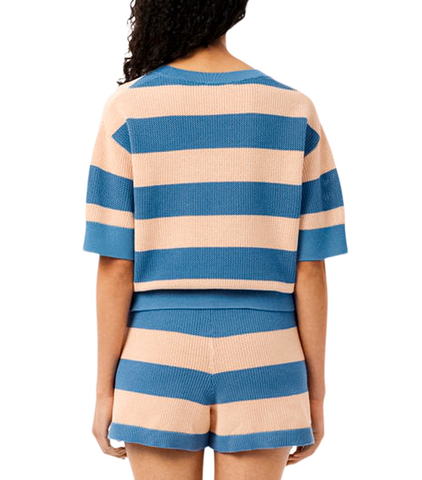 Striped Mesh Knit T-Shirt