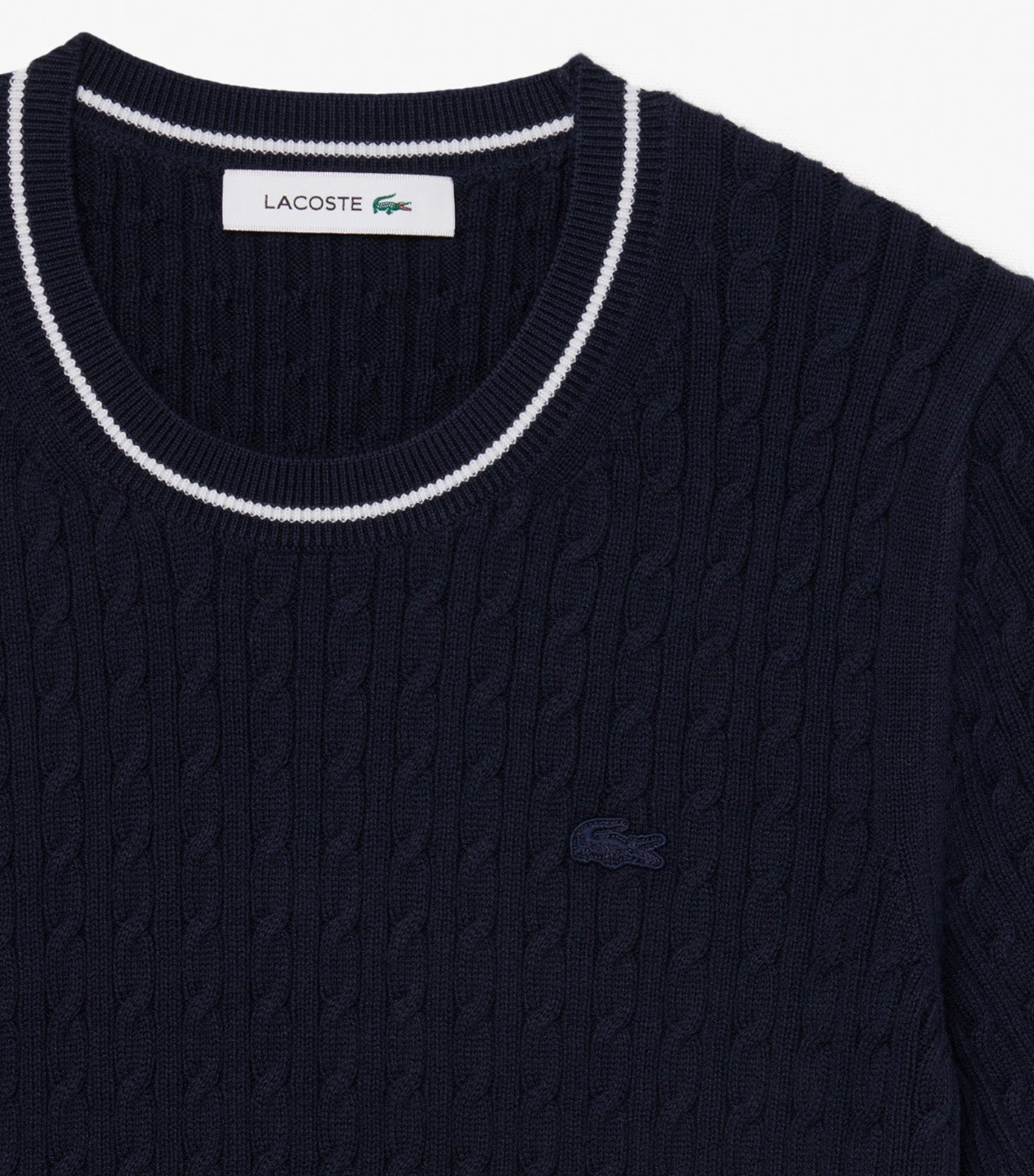 Short Sleeved Cable Knit Sweater Navy Blue