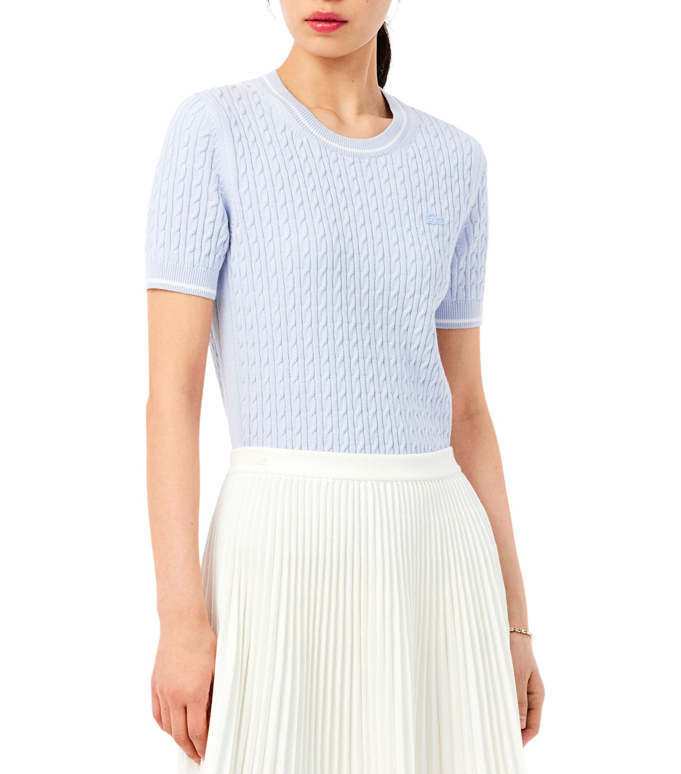 Short Sleeved Cable Knit Sweater