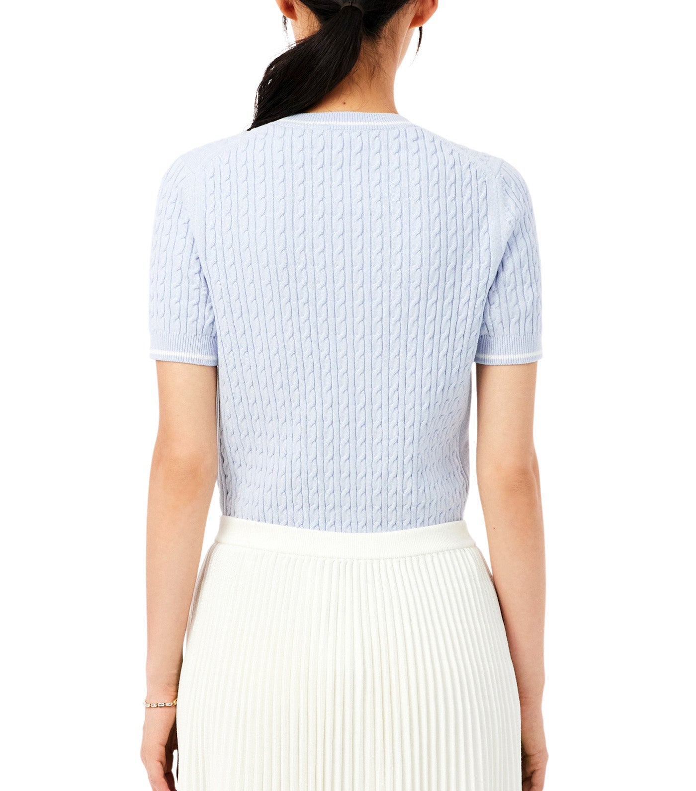 Short Sleeved Cable Knit Sweater