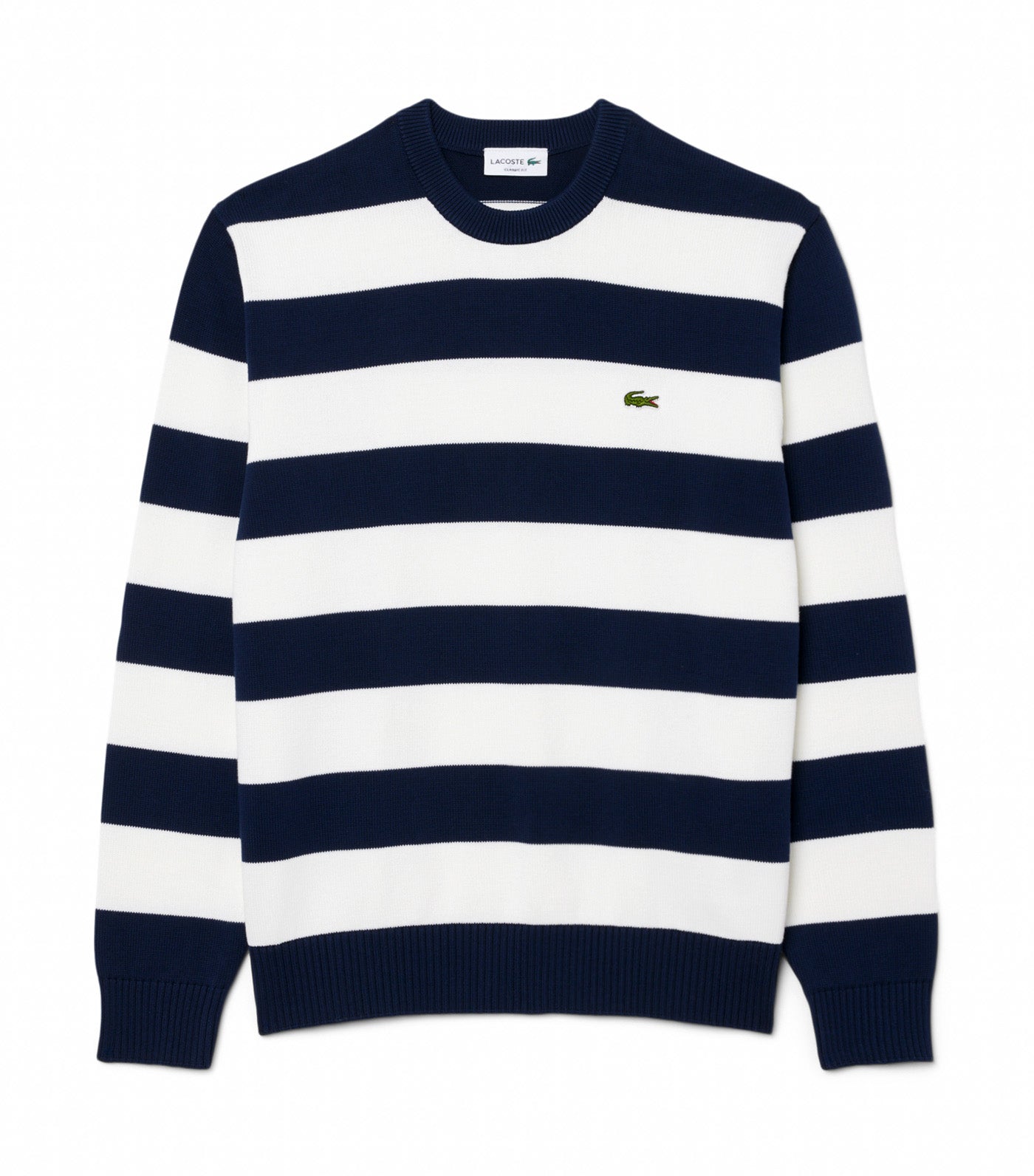 Striped Cotton Crew Neck Sailor Sweater Navy Blue/Flour