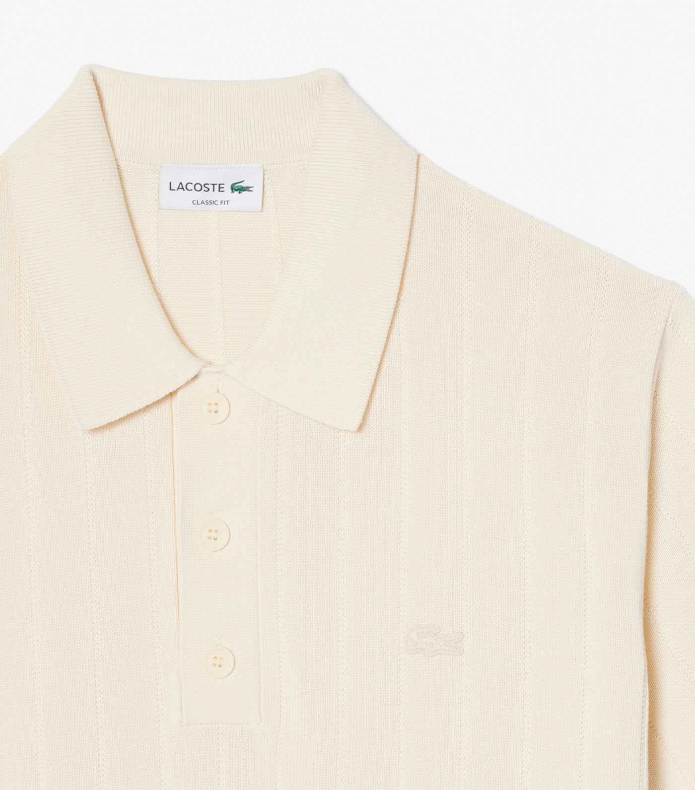 Lacoste Fluid Ribbed Knit Polo Collar Sweater Naturel Clair