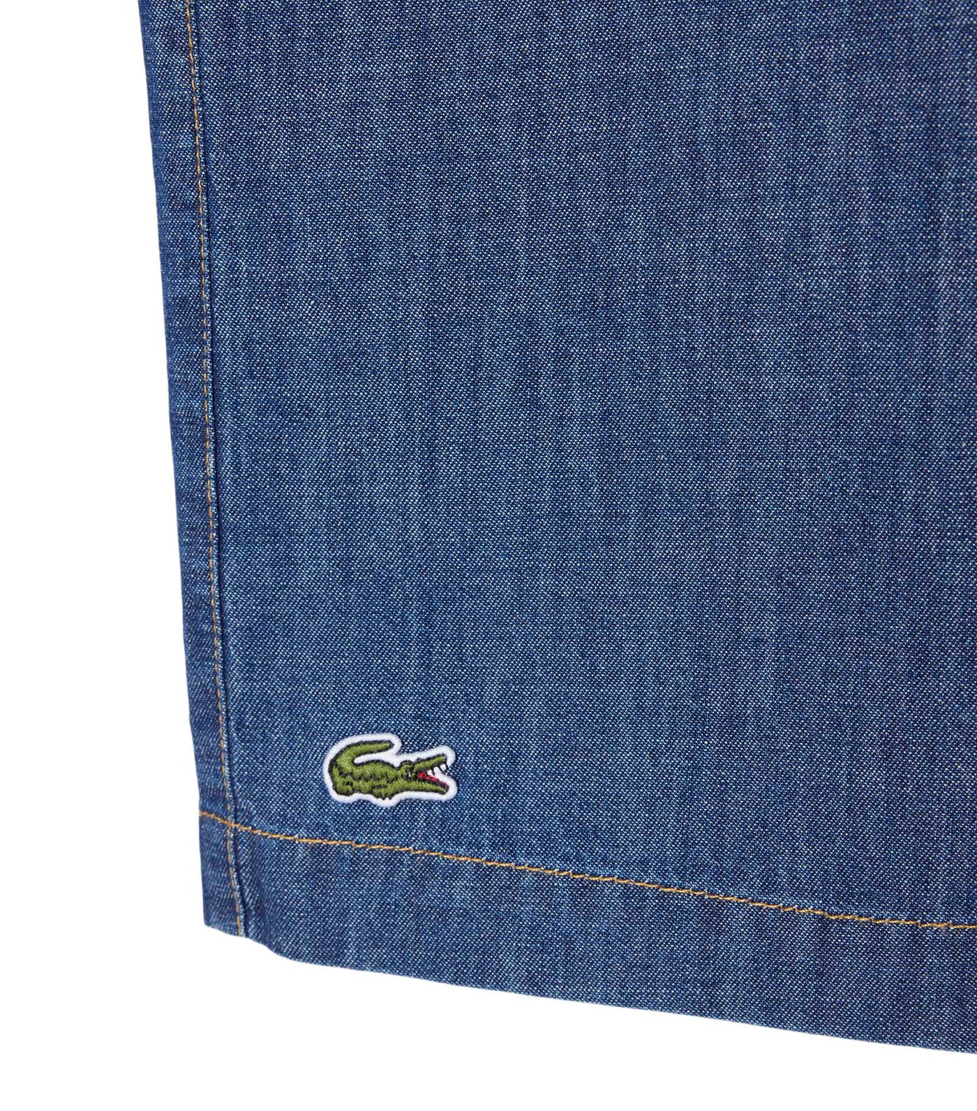 Lacoste Relaxed Fit Open Neck Denim Shirt Washed Deep Medium