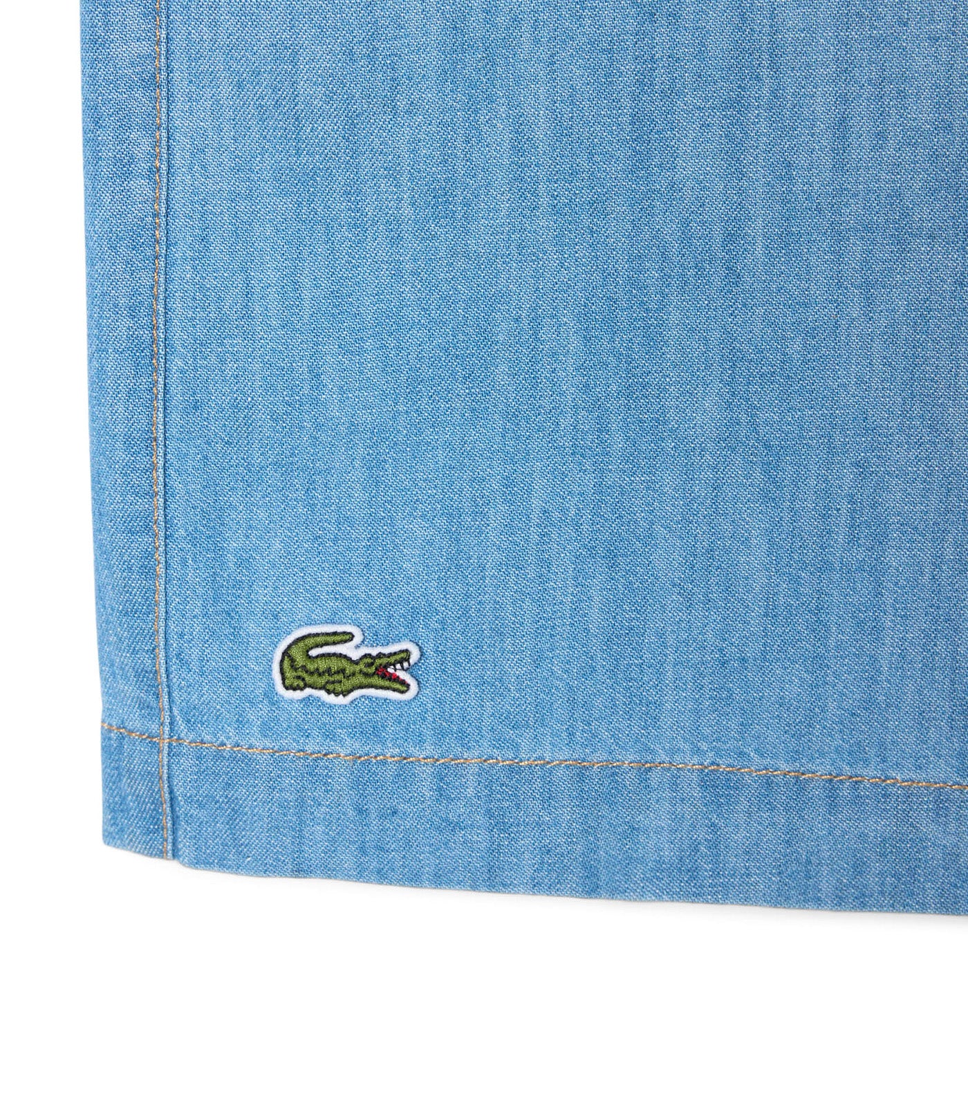 Lacoste Relaxed Fit Open Neck Denim Shirt Washed Bleach
