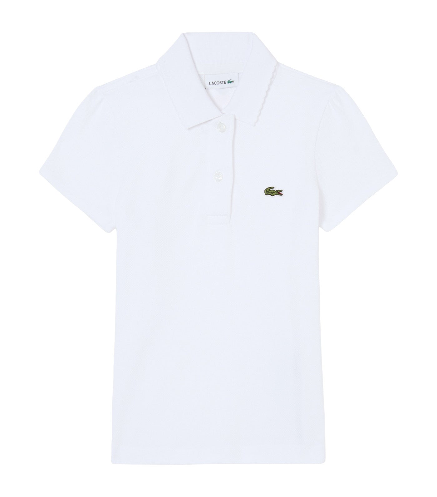Scalloped Collar Piqué Polo Shirt
