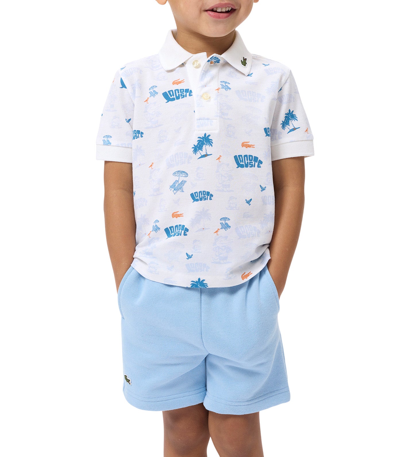 Mini Piqué Printed Polo Shirt Flour