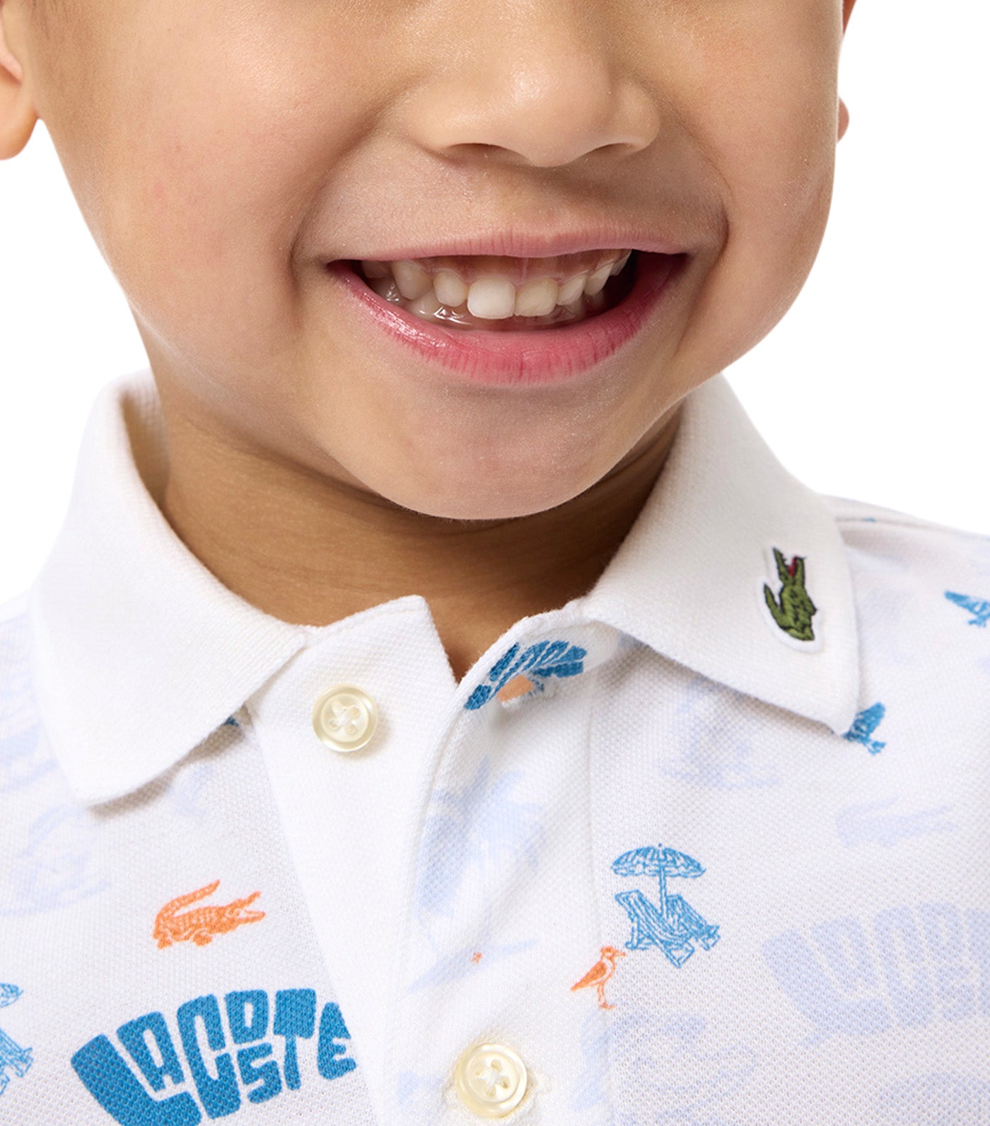 Mini Piqué Printed Polo Shirt Flour