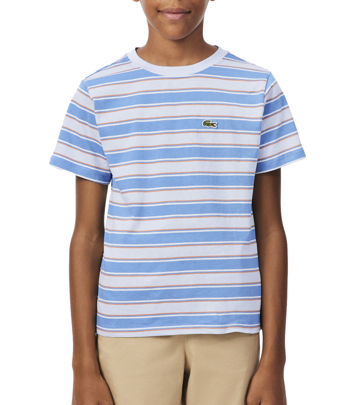 Striped Cotton T-Shirt Phoenix Blue/Blossom-Turq
