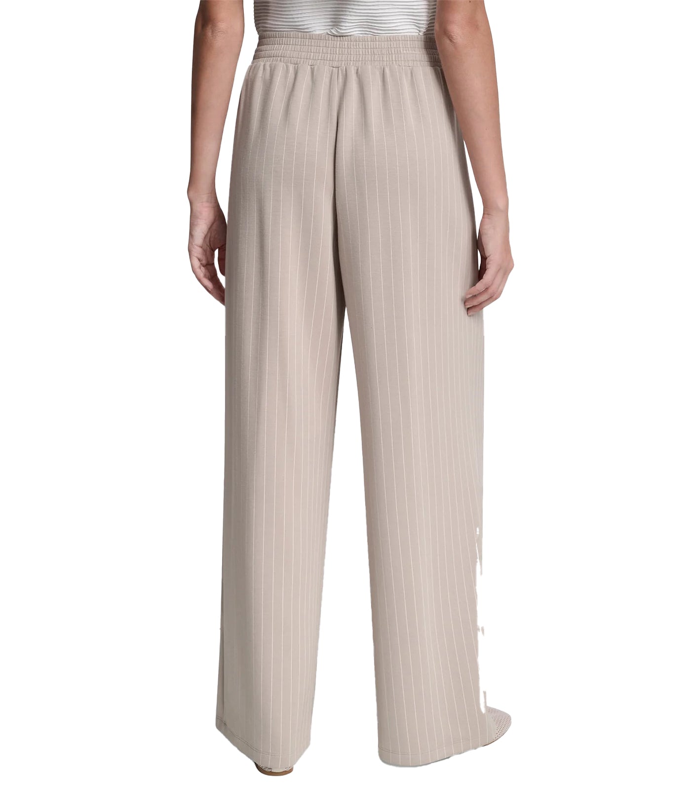 Straight Leg Pleated Pinstripe Cupro Pant Pebble Pin