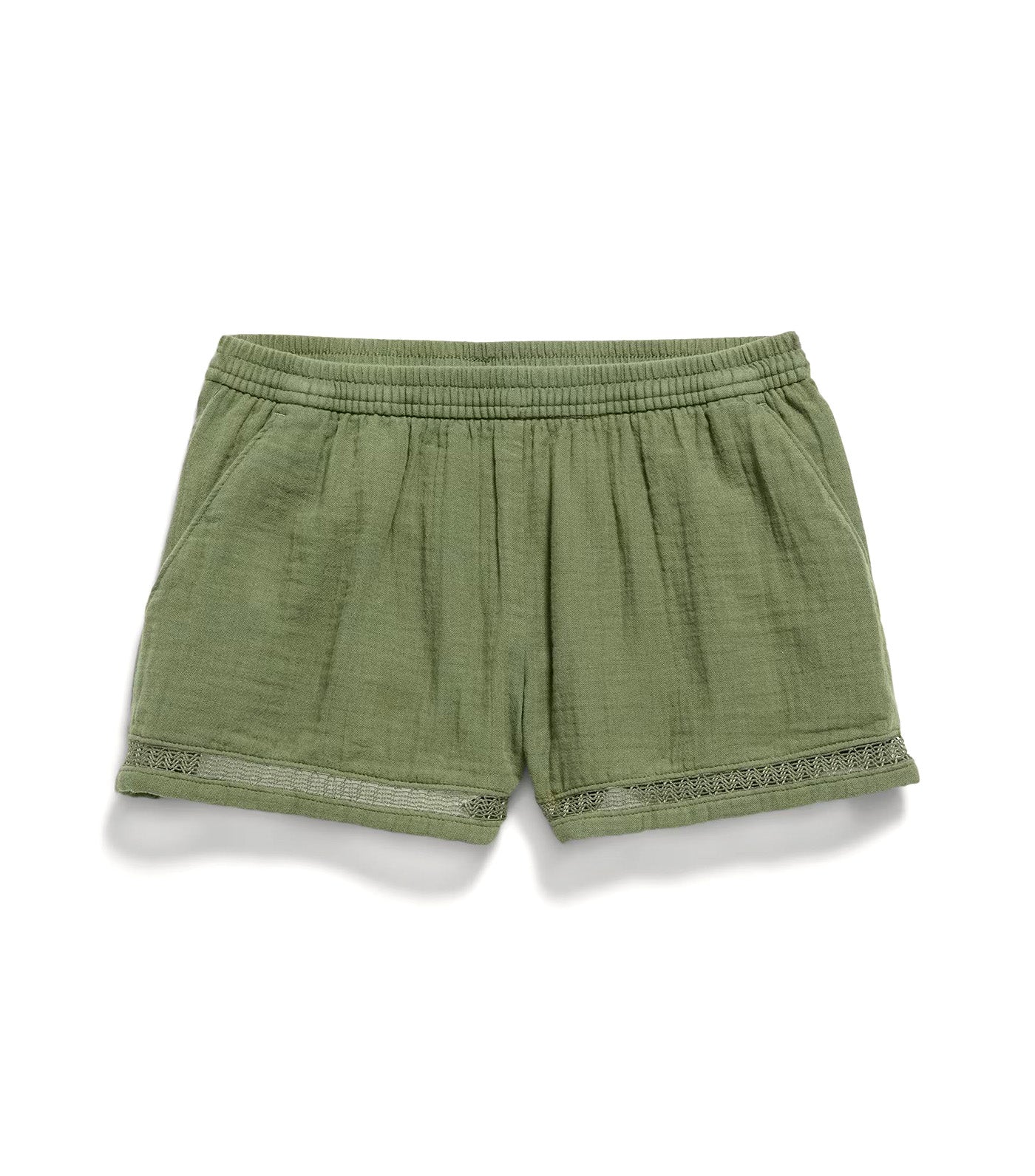 Double-Weave Crochet-Trim Shorts for Girls