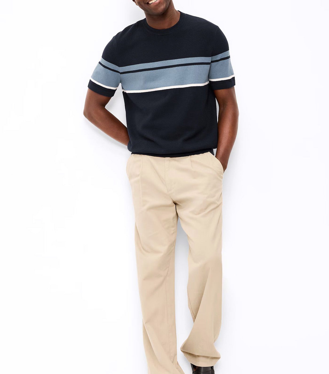 Old Navy Relaxed Color-Block Sweater T-Shirt In The Navy