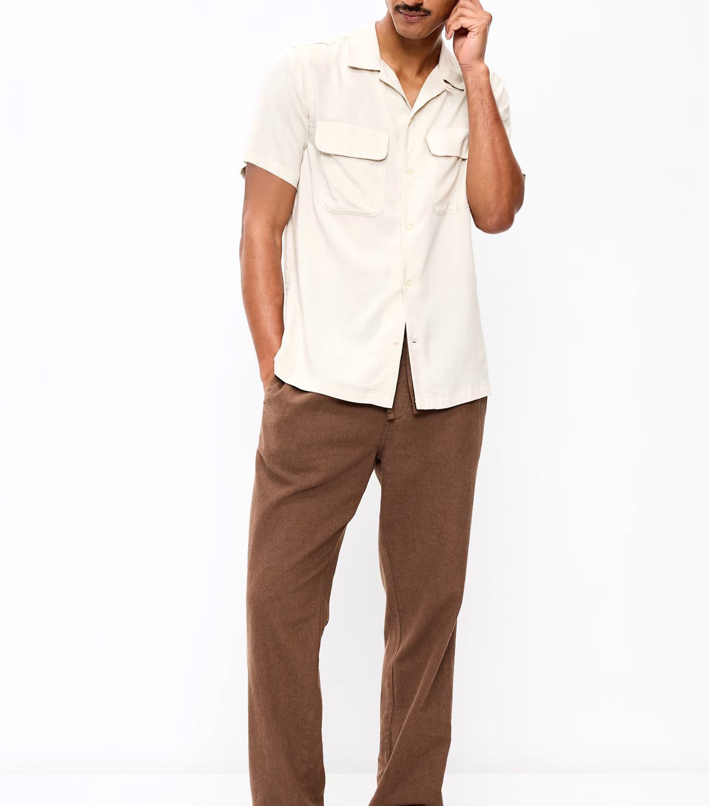 Old Navy 90's Straight-Fit Linen-Blend Pants Dark Walnut
