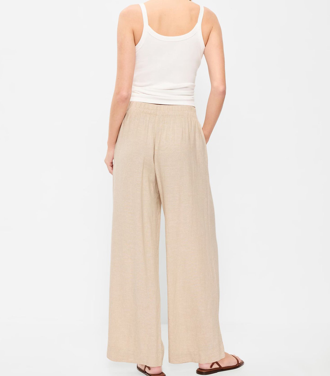High-Waisted Linen-Blend Wide-Leg Pants