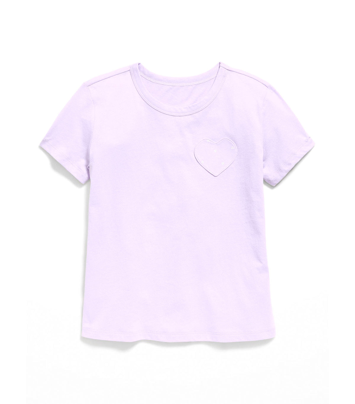 Softest Short-Sleeve Heart-Pocket T-Shirt for Girls Dusky Lavender