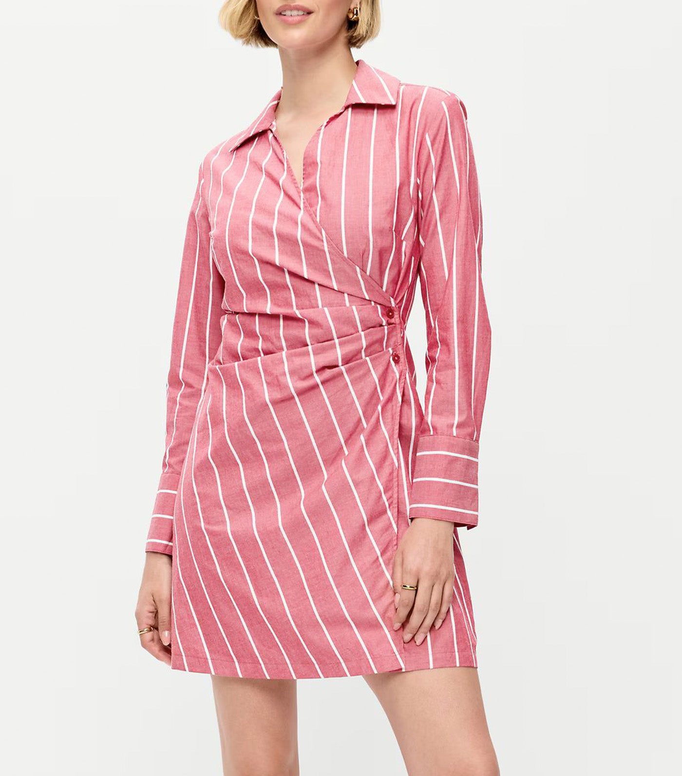 Wrap Mini Shirt Dress Red Stripe