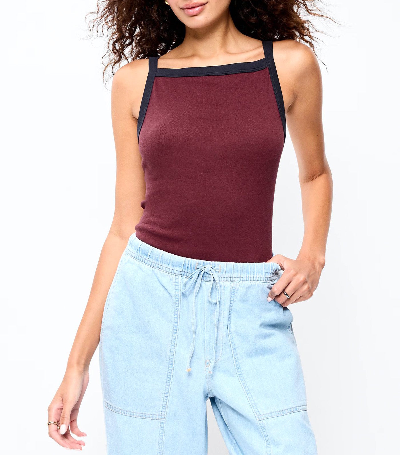 Snug Apron-Neck Tank Top