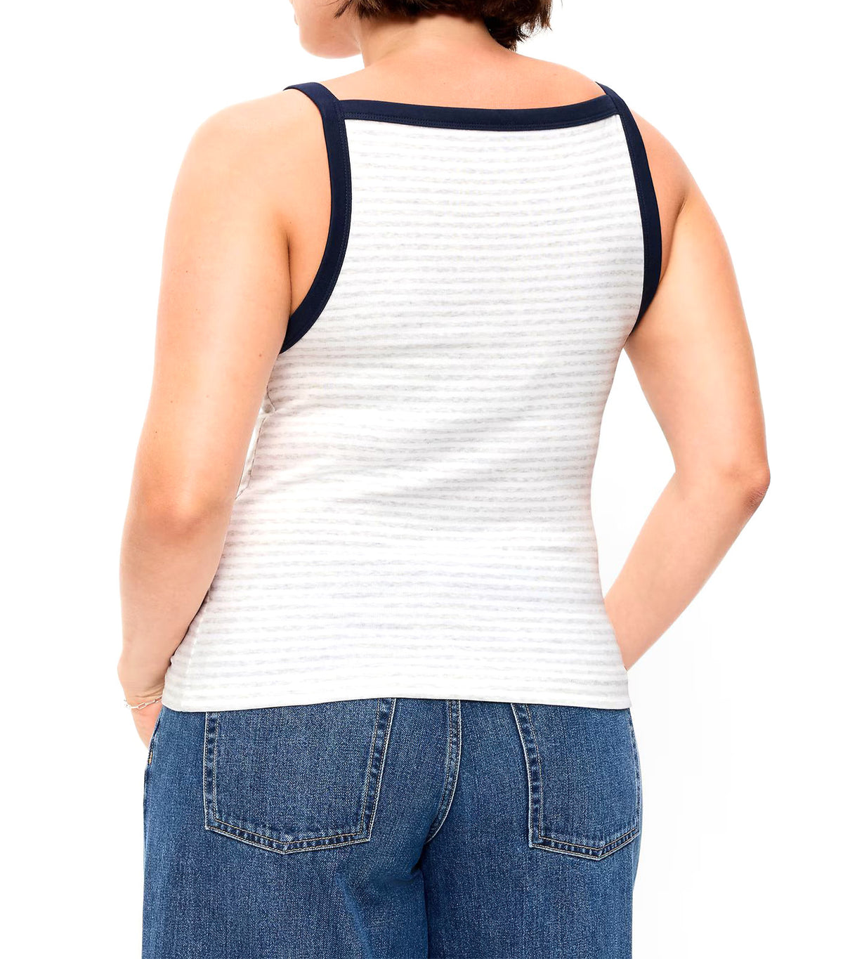 Snug Apron-Neck Tank Top Heather Grey Stripe