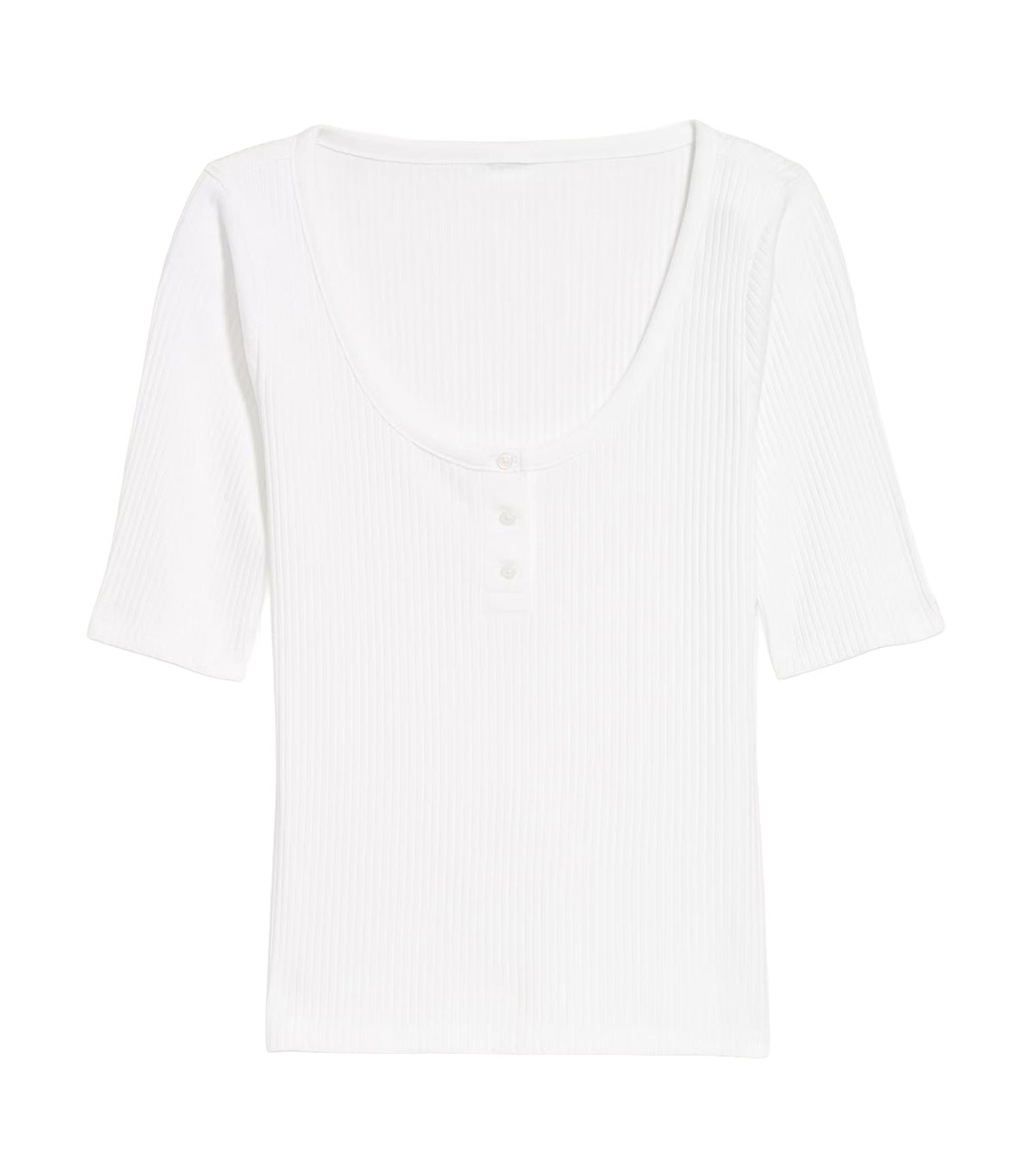 Fitted Scoop-Neck Henley T-Shirt Calla Lily 2