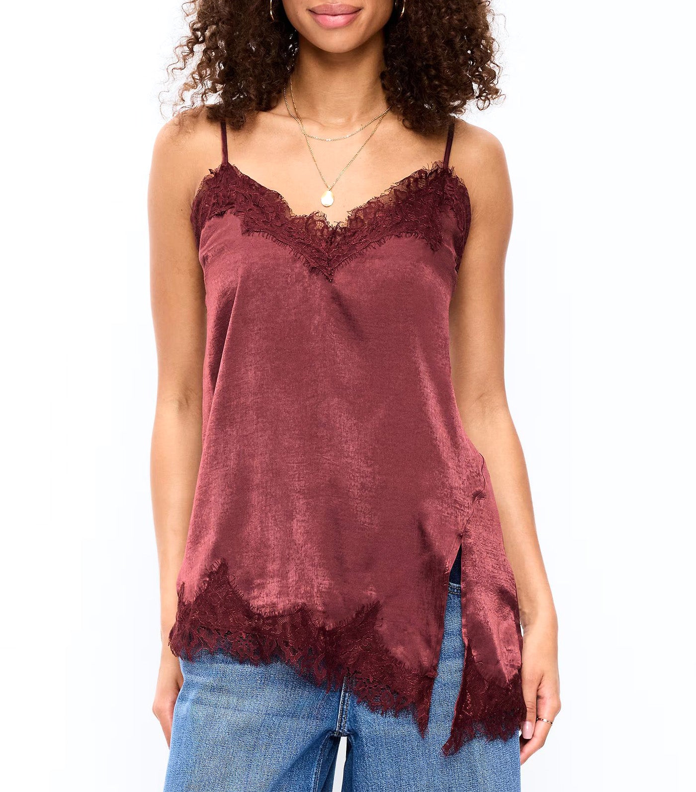 Asymmetrical Lace-Trim Cami Top